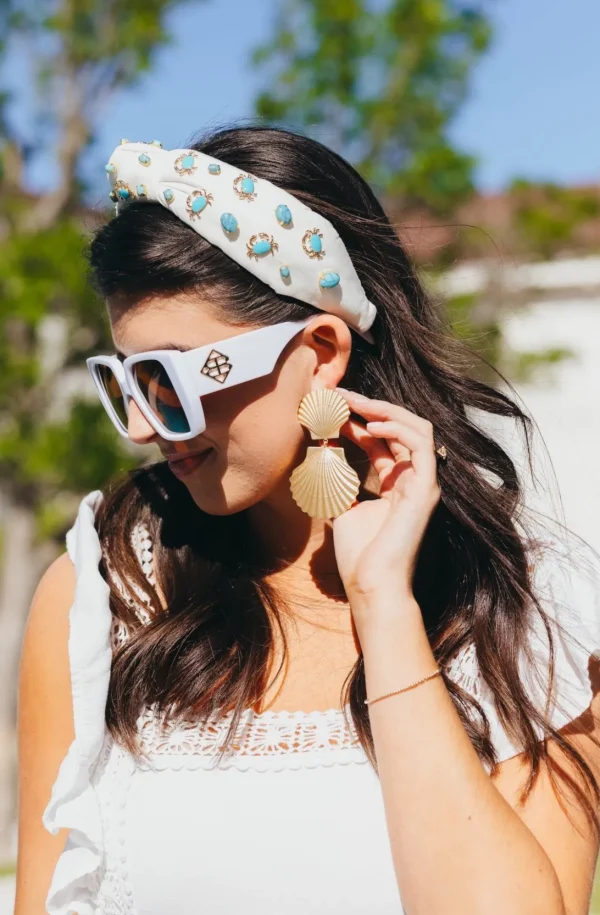 Gold Shell Drop Earrings-Brianna Cannon Best
