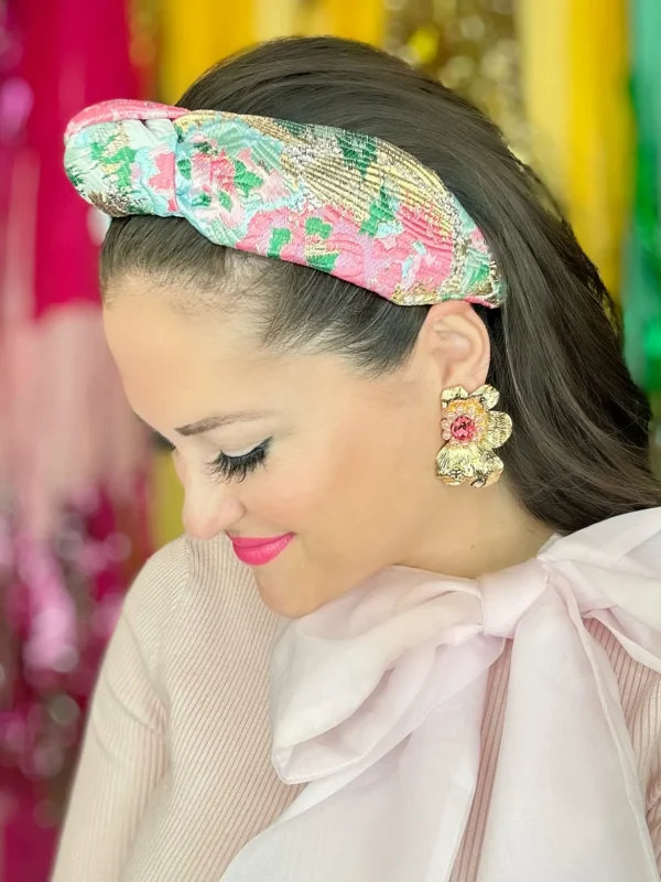 Golden Bloom Statement Earrings in Pink-Brianna Cannon Fashion