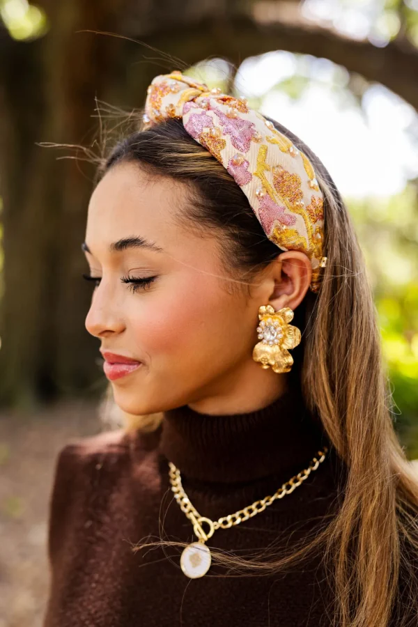 Golden Bloom Statement Earrings in White-Brianna Cannon Online