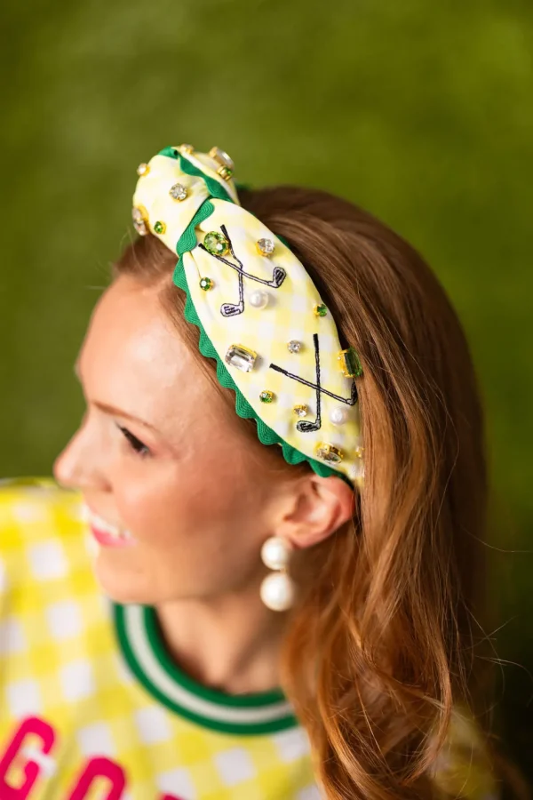 Golf Social Club Yellow Gingham Headband-Brianna Cannon Fashion