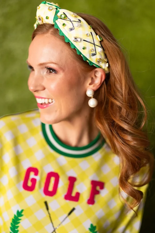 Golf Social Club Yellow Gingham Headband-Brianna Cannon Fashion