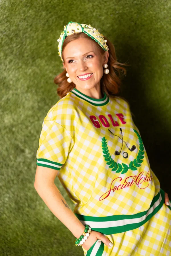 Golf Social Club Yellow Gingham Headband-Brianna Cannon Fashion