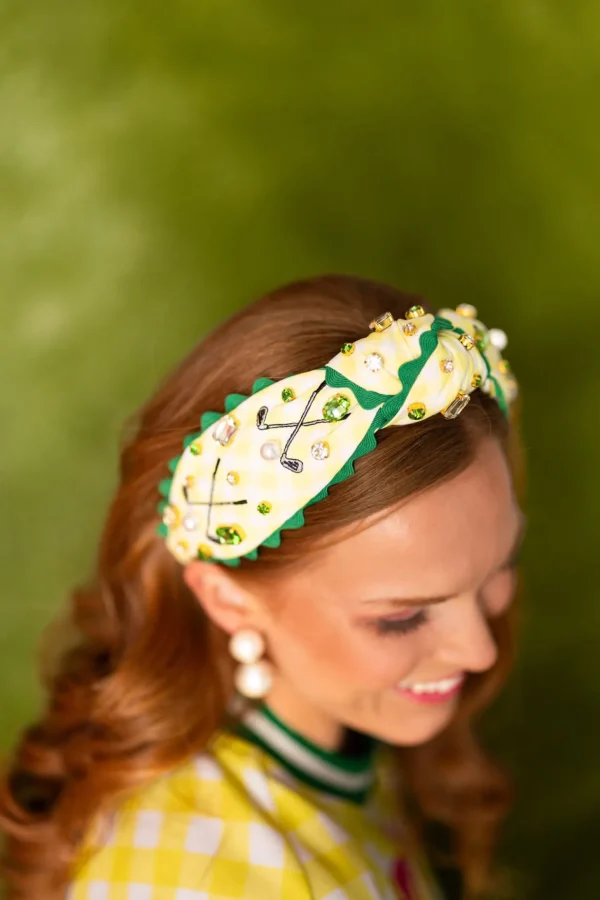 Golf Social Club Yellow Gingham Headband-Brianna Cannon Fashion