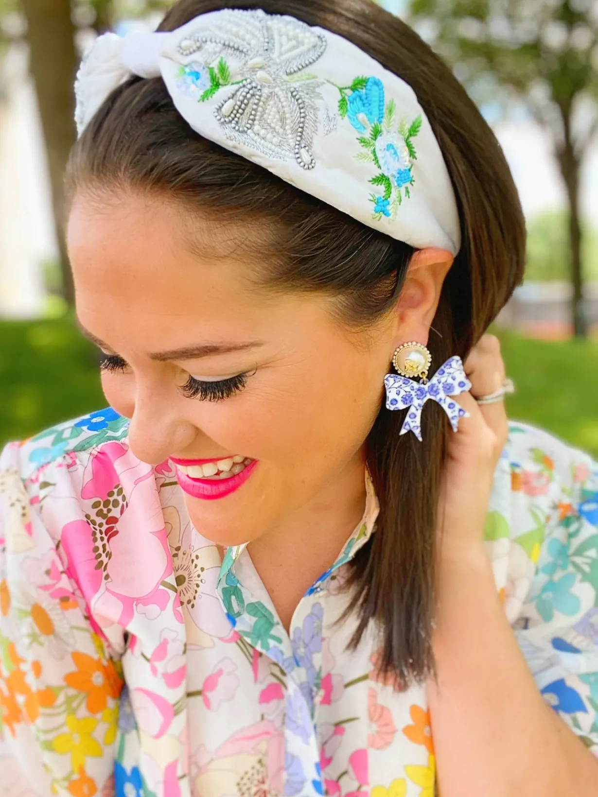 grandmillennial_collectio_1-1.webp Grandmillennial Collection - Chinoiserie Blue and White Bow Earrings-Brianna Cannon Fashion