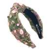 Green & Pink Fall Brocade Headband with Crystals & Beads-Brianna Cannon Outlet