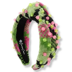 Green & Pink Knit Headband with Beads-Brianna Cannon New