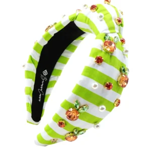 Green & White Striped Orange Fruit Headband-Brianna Cannon Online