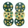 Green and Gold Triple Dot Earrings-Brianna Cannon Fashion