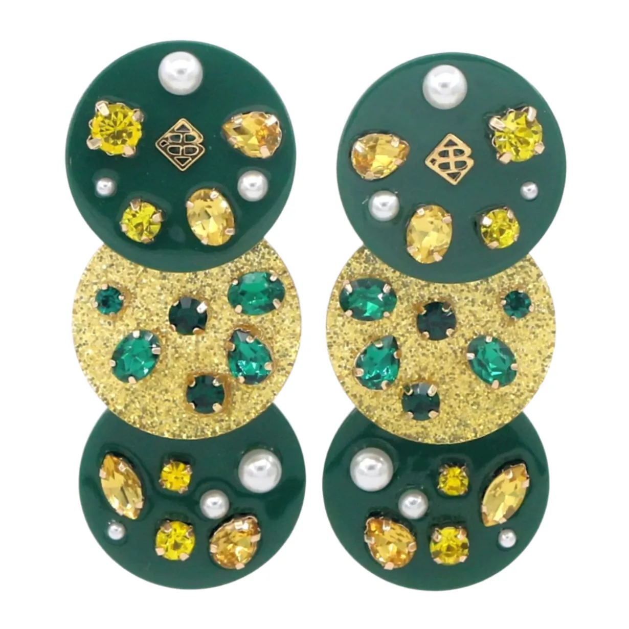 green_and_gold_triple_dot_0.webp Green and Gold Triple Dot Earrings-Brianna Cannon Fashion