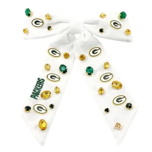Green Bay Packers White Bow Barrette-Brianna Cannon Fashion