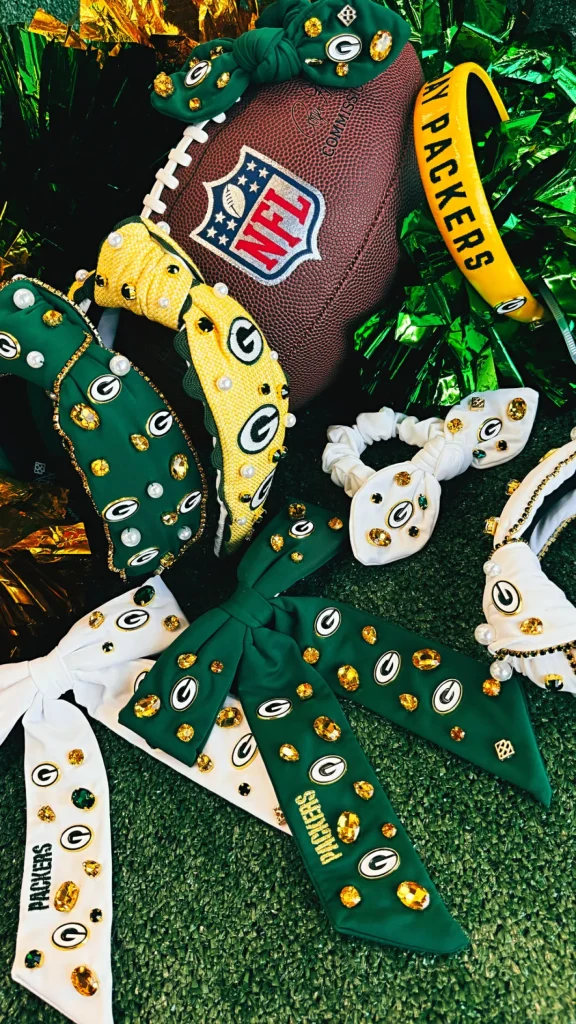 Green Bay Packers White Bow Barrette-Brianna Cannon Fashion