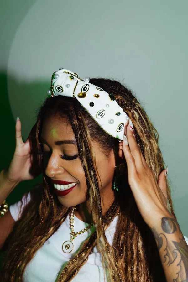 Green Bay Packers White Logo Headband-Brianna Cannon Outlet
