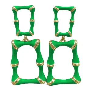Green Enamel Bamboo Earrings-Brianna Cannon Discount