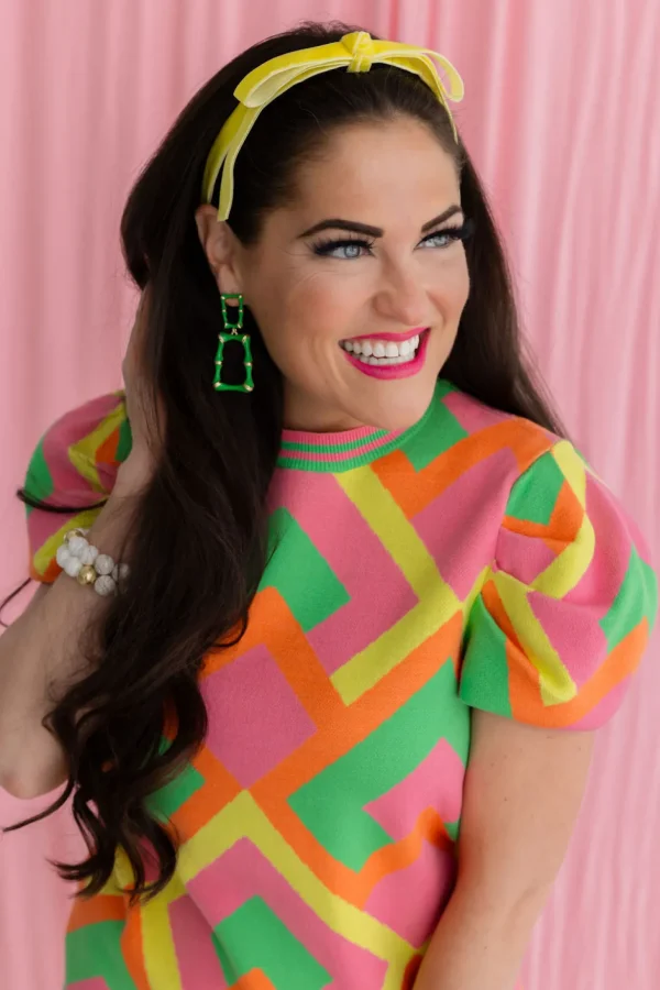 Green Enamel Bamboo Earrings-Brianna Cannon Discount
