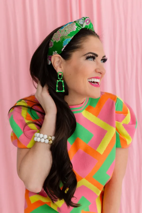Green Enamel Bamboo Earrings-Brianna Cannon Discount
