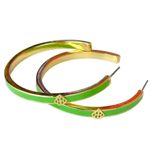Green Enamel Logo Hoops-Brianna Cannon Discount