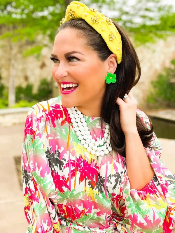 Green Flower Stud with Logo-Brianna Cannon Sale
