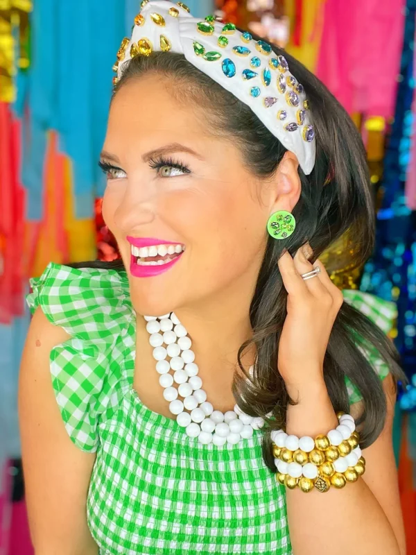 Green Resin Dot Studs with Green Crystals-Brianna Cannon Best