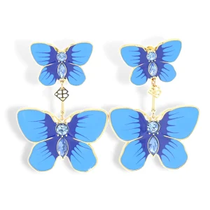 Hand Painted Butterfly Earrings in Blue-Brianna Cannon Outlet