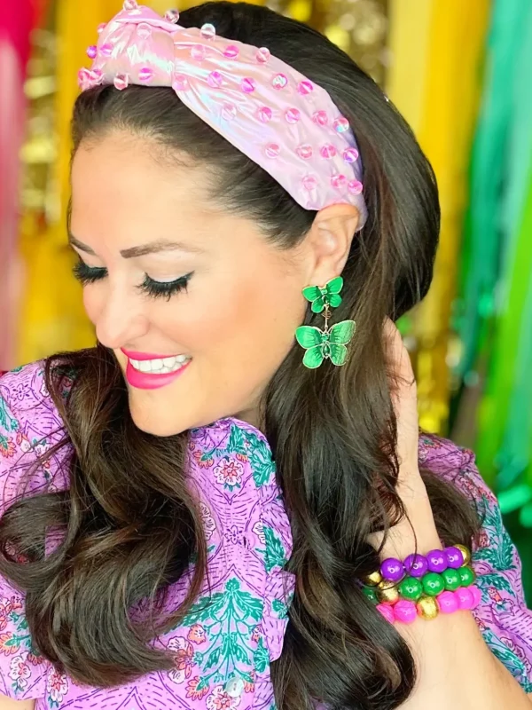 Hand Painted Butterfly Earrings in Kelly Green-Brianna Cannon Hot