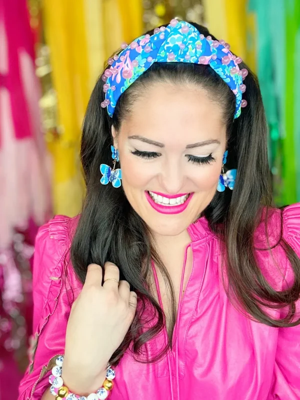 Hand Painted Butterfly Earrings in Blue-Brianna Cannon Outlet