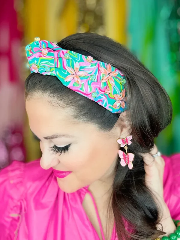 Hand Painted Butterfly Earrings in Pink-Brianna Cannon Sale