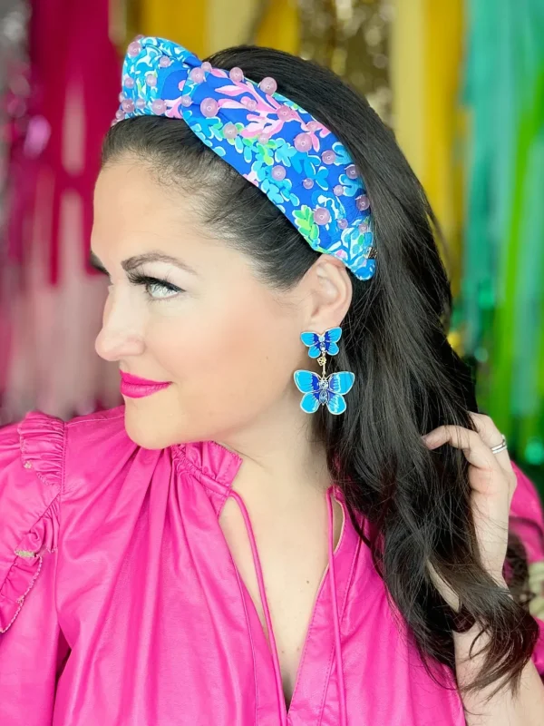 Hand Painted Butterfly Earrings in Blue-Brianna Cannon Outlet