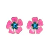 Hand Painted Pink and Blue Hibiscus Earring-Brianna Cannon Discount
