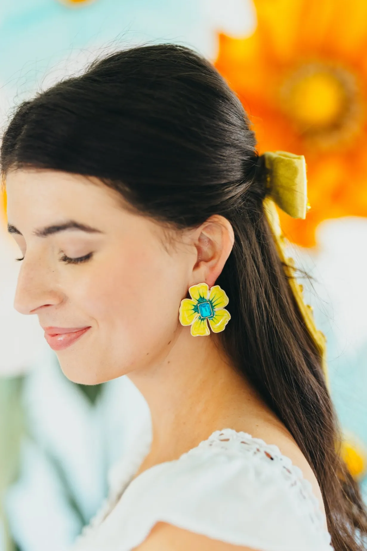 hand_painted_yellow_and_b_3.webp Hand Painted Yellow and Blue Hibiscus Earring-Brianna Cannon Hot