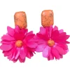 Hot Pink and Orange Flower Earrings-Brianna Cannon Clearance