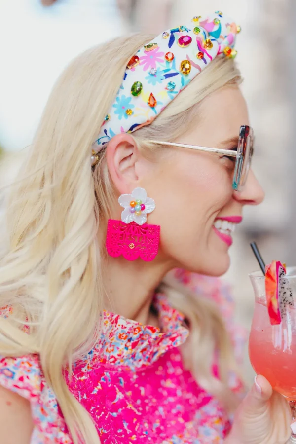 Hot Pink Fiesta Papel Picado Earrings-Brianna Cannon Online