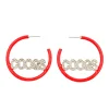 Houston COOGS Red Pavé Hoop Earrings-Brianna Cannon Online