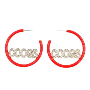 Houston COOGS Red Pavé Hoop Earrings-Brianna Cannon Online