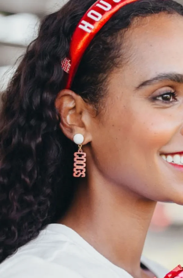 Houston Mini Red Glitter COOGS Earrings-Brianna Cannon Online