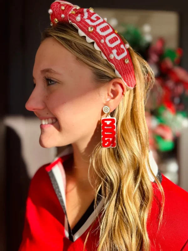 Houston Red & White COOGS Earrings-Brianna Cannon Best