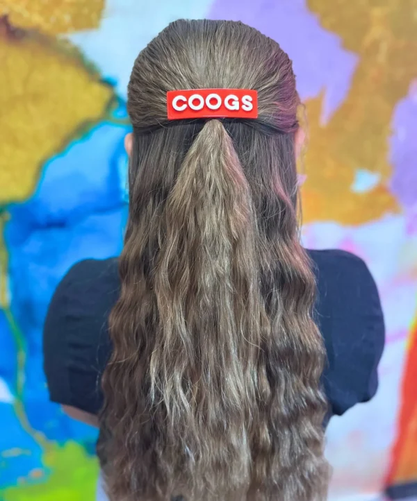 Houston Red COOGS Rectangle Barrette Clip-Brianna Cannon Fashion