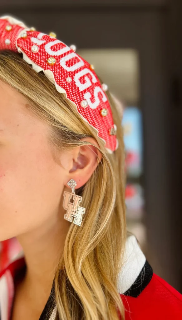 Houston Silver Logo Earring with BC Logo-Brianna Cannon Best