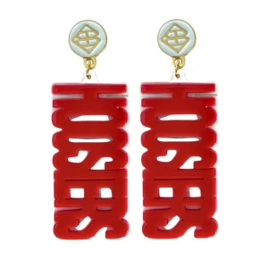 Indiana Crimson & White HOOSIERS Earrings-Brianna Cannon Clearance