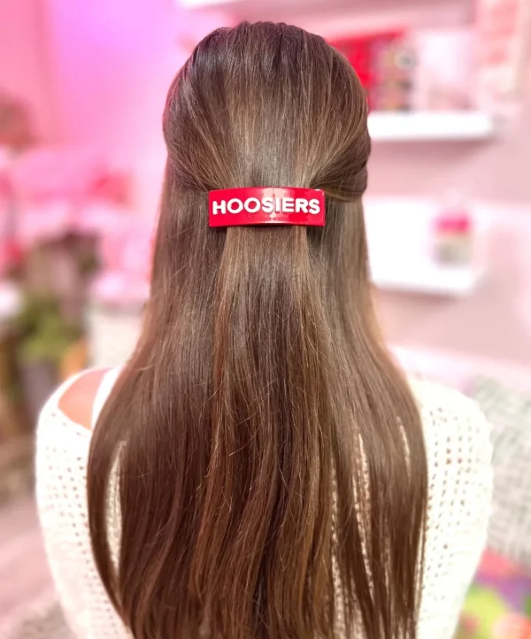 Indiana Crimson HOOSIERS Rectangle Barrette Clip-Brianna Cannon Clearance