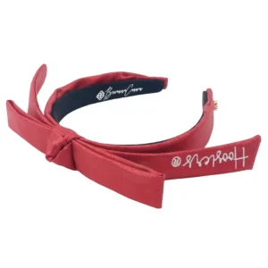 Indiana Crimson Thin Embroidered Ribbon Bow Headband-Brianna Cannon Outlet