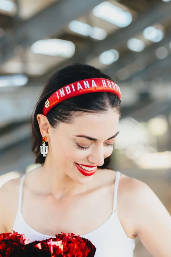 Indiana Crimson Thin Embroidered Headband-Brianna Cannon Fashion
