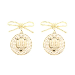 Indiana Logo Pearl Medallion Earring-Brianna Cannon Clearance