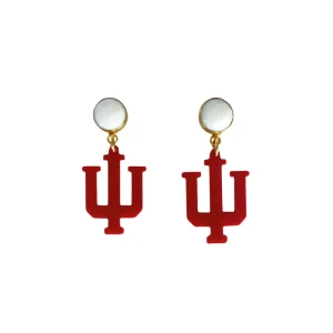 Indiana Mini Crimson Logo Earrings-Brianna Cannon Discount