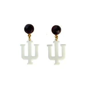 Indiana Mini White Logo Earrings-Brianna Cannon Fashion