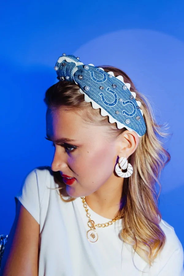 Indianapolis Colts Adult Cross Stitch Headband-Brianna Cannon Clearance