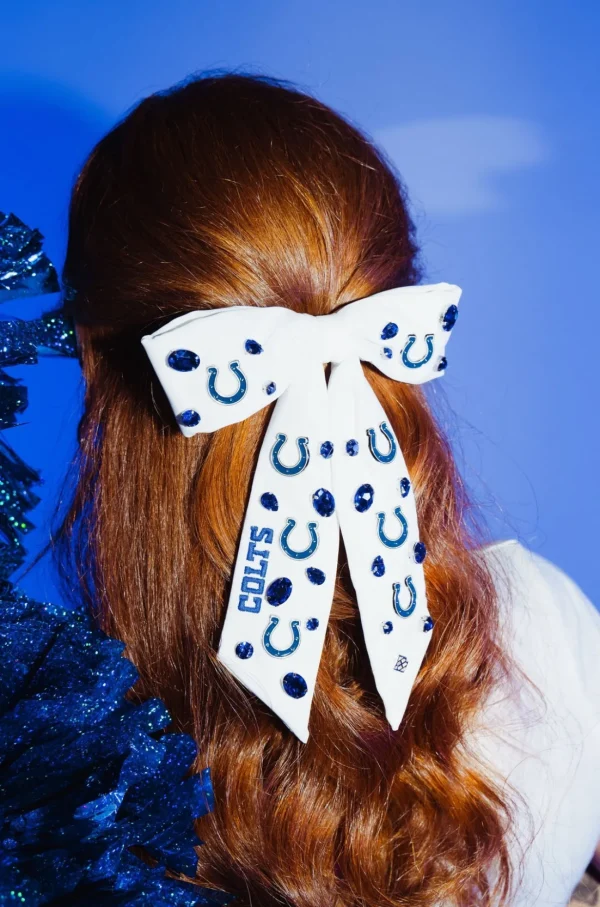 Indianapolis Colts White Bow Barrette-Brianna Cannon Outlet