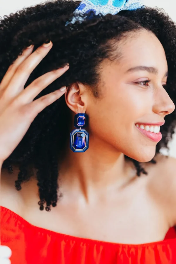 Indigo Crystal Drop Earrings-Brianna Cannon Outlet