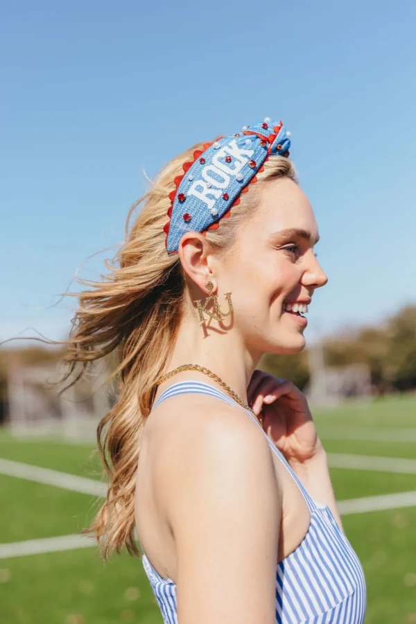 Kansas Adult Size ROCK CHALK Cross Stitch Headband-Brianna Cannon Outlet