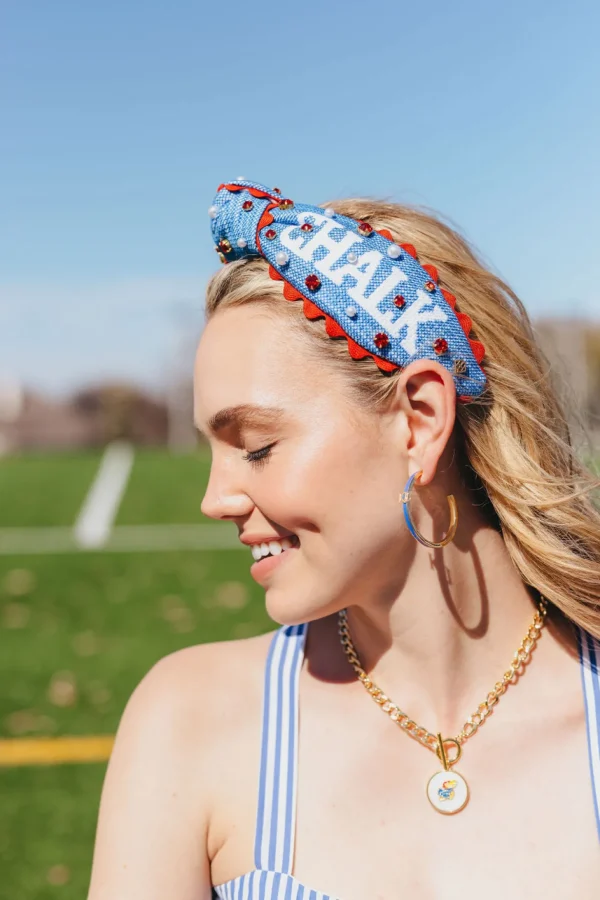 Kansas Adult Size ROCK CHALK Cross Stitch Headband-Brianna Cannon Outlet