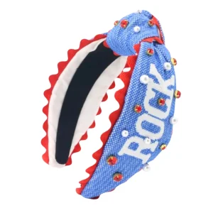Kansas Adult Size ROCK CHALK Cross Stitch Headband-Brianna Cannon Outlet